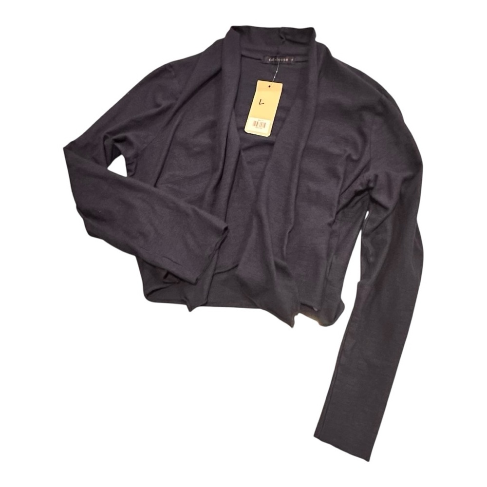 Cut Loose‎ Linen Cotton Open Frint Cardigan Jacket Navy Blue Size L NWT USA Made